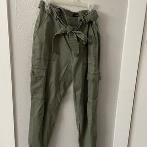 Olive Green Cargo Pants with Belt